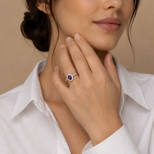 Bague Amethysia - Argent 925 Rhodié et Améthyste