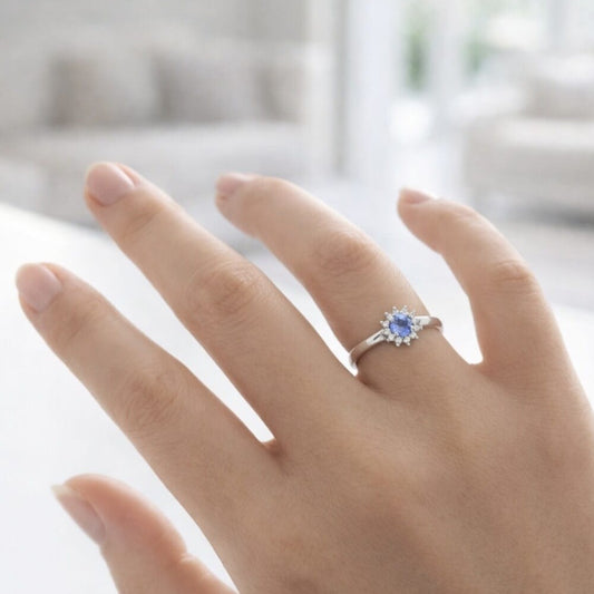 Bague Kelia – Argent 925 rhodié, Tanzanite & Oxydes de zirconium