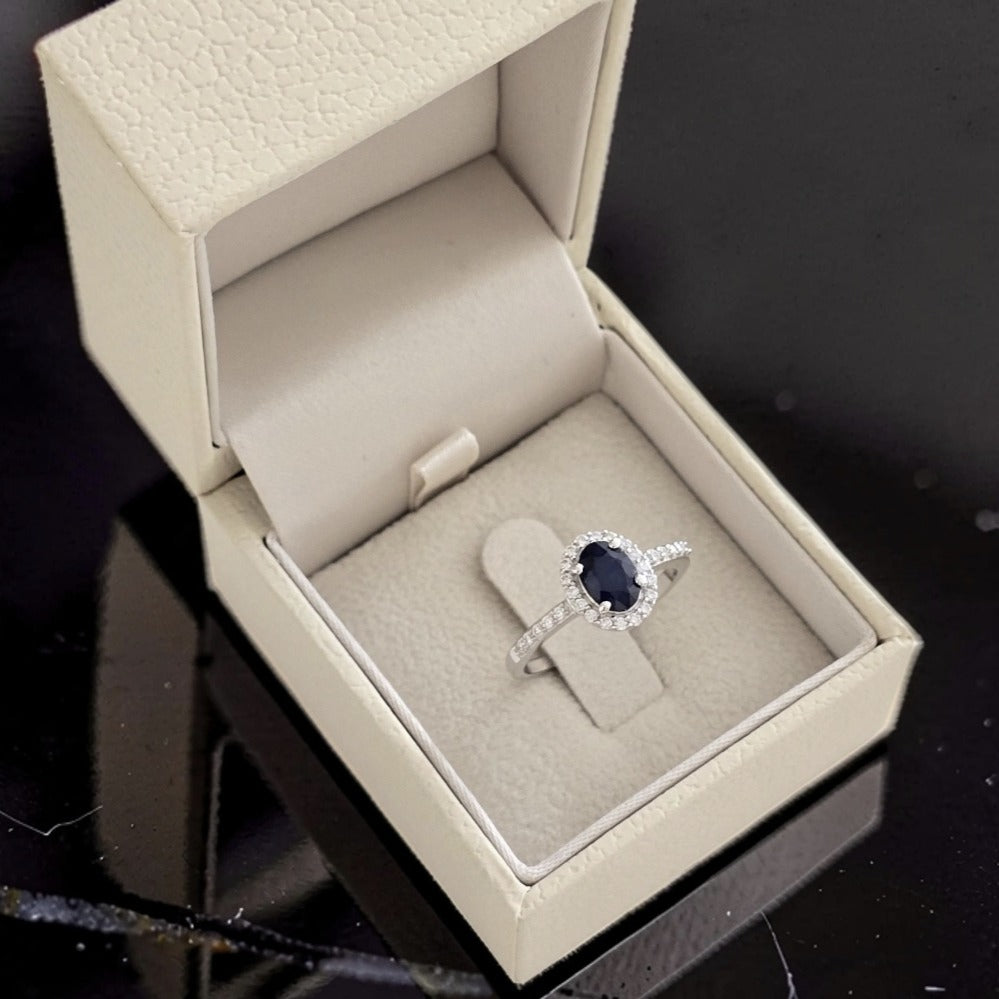 Saphyra Ring - Rhodium-Plated 925 Silver and Sapphire
