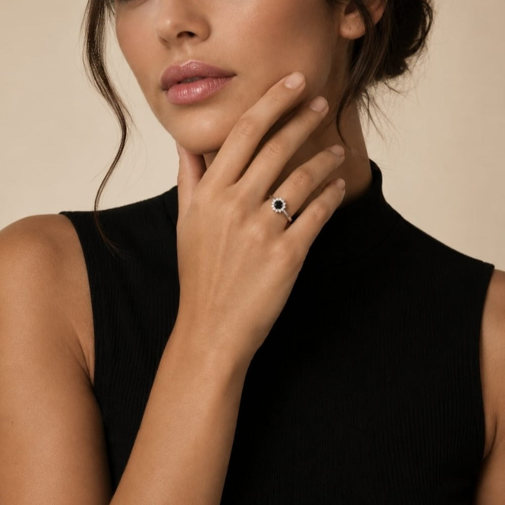 Bague Tuliya - Argent 925 Rhodié et Onyx
