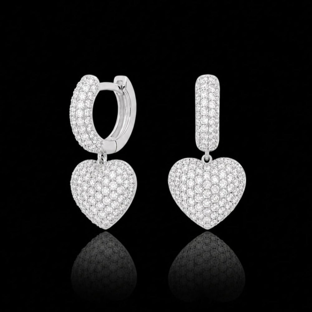 Amor Aeterna Heart Earrings - Rhodium-Plated 925 Sterling Silver