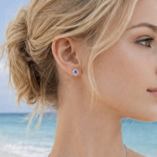 Boucles Kelia – Argent 925 rhodié, Tanzanite & Oxydes de zirconium