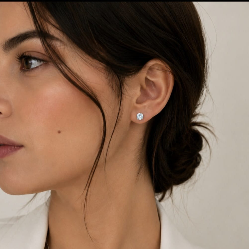 Boucles d'oreilles Oura – Argent 925 rhodié & Aigue-marine
