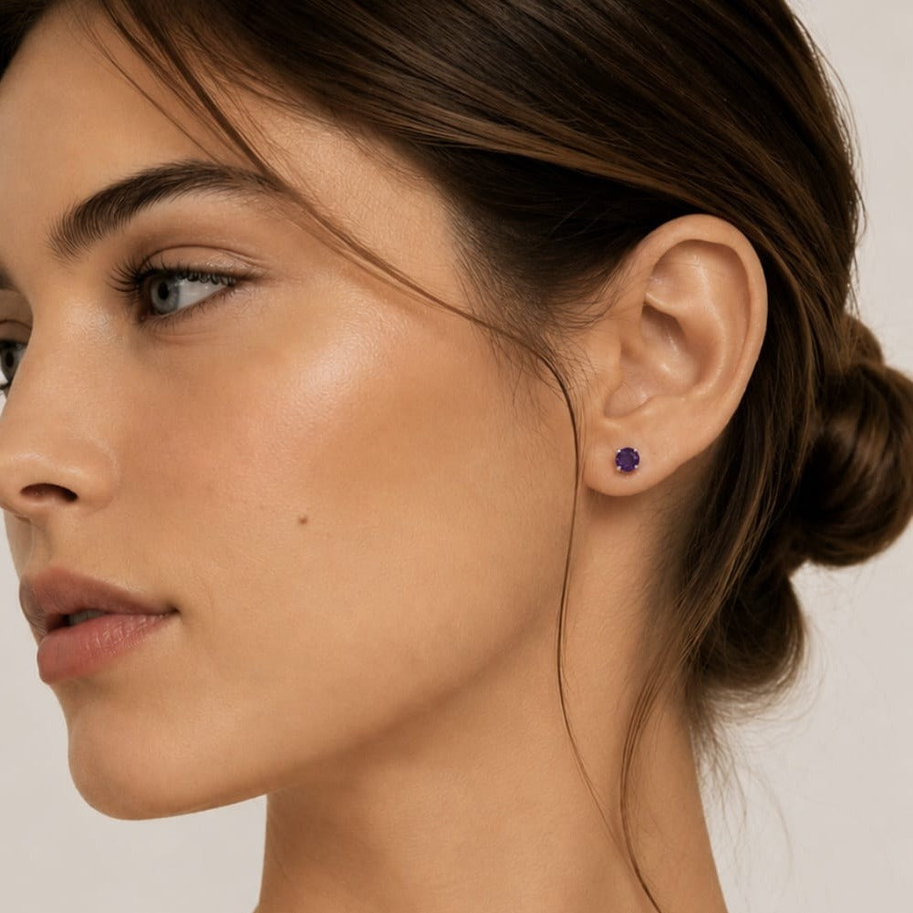 Boucles d'oreilles Violetta – Argent 925 rhodié & Améthyste
