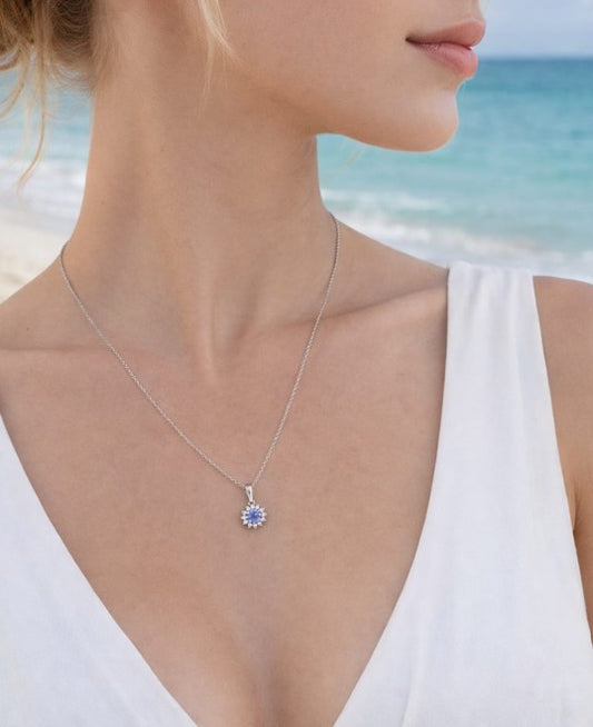 Collier Kelia – Argent 925 rhodié, Tanzanite & Oxydes de zirconium