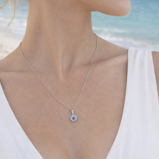 Collier Kelia – Argent 925 rhodié, Tanzanite & Oxydes de zirconium