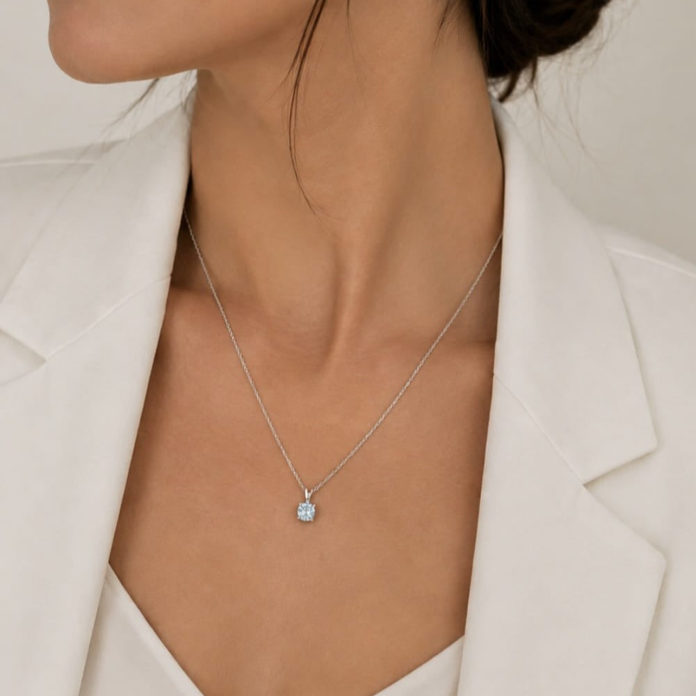 Collier Oura – Argent 925 rhodié & Aigue-marine