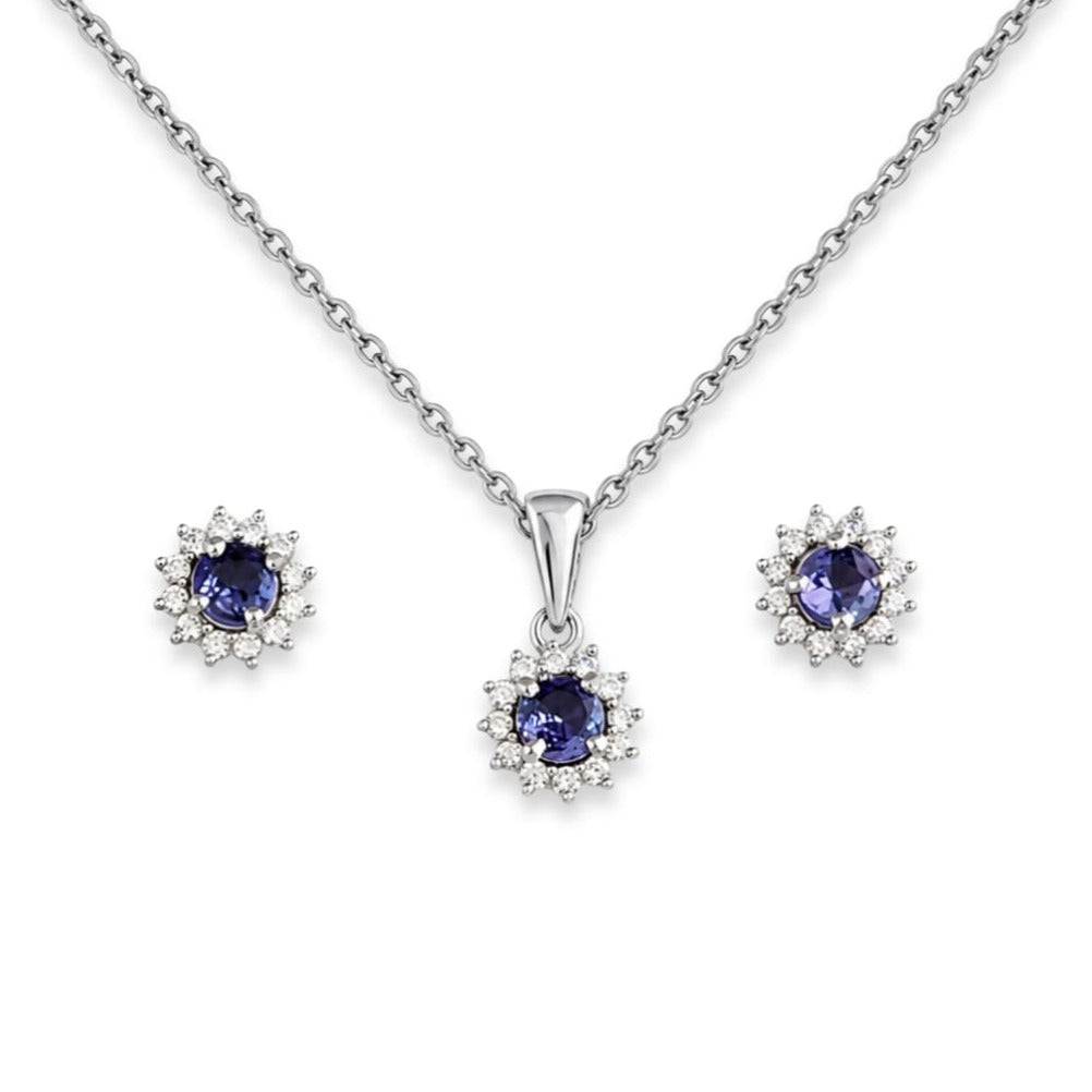 Parure Kelia – Argent 925 rhodié, Tanzanite & Oxydes de zirconium