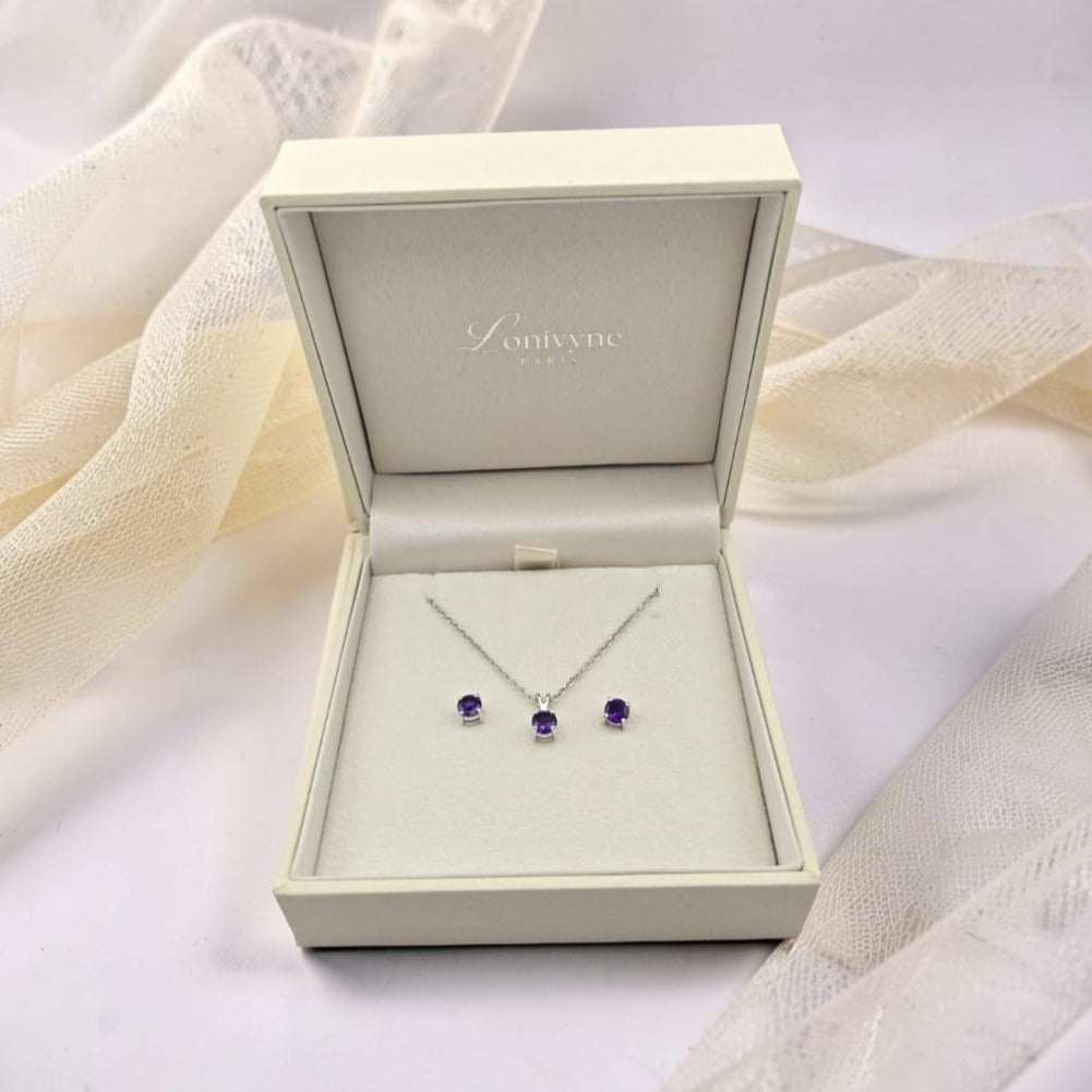Parure Violetta – Argent 925 rhodié & Améthyste