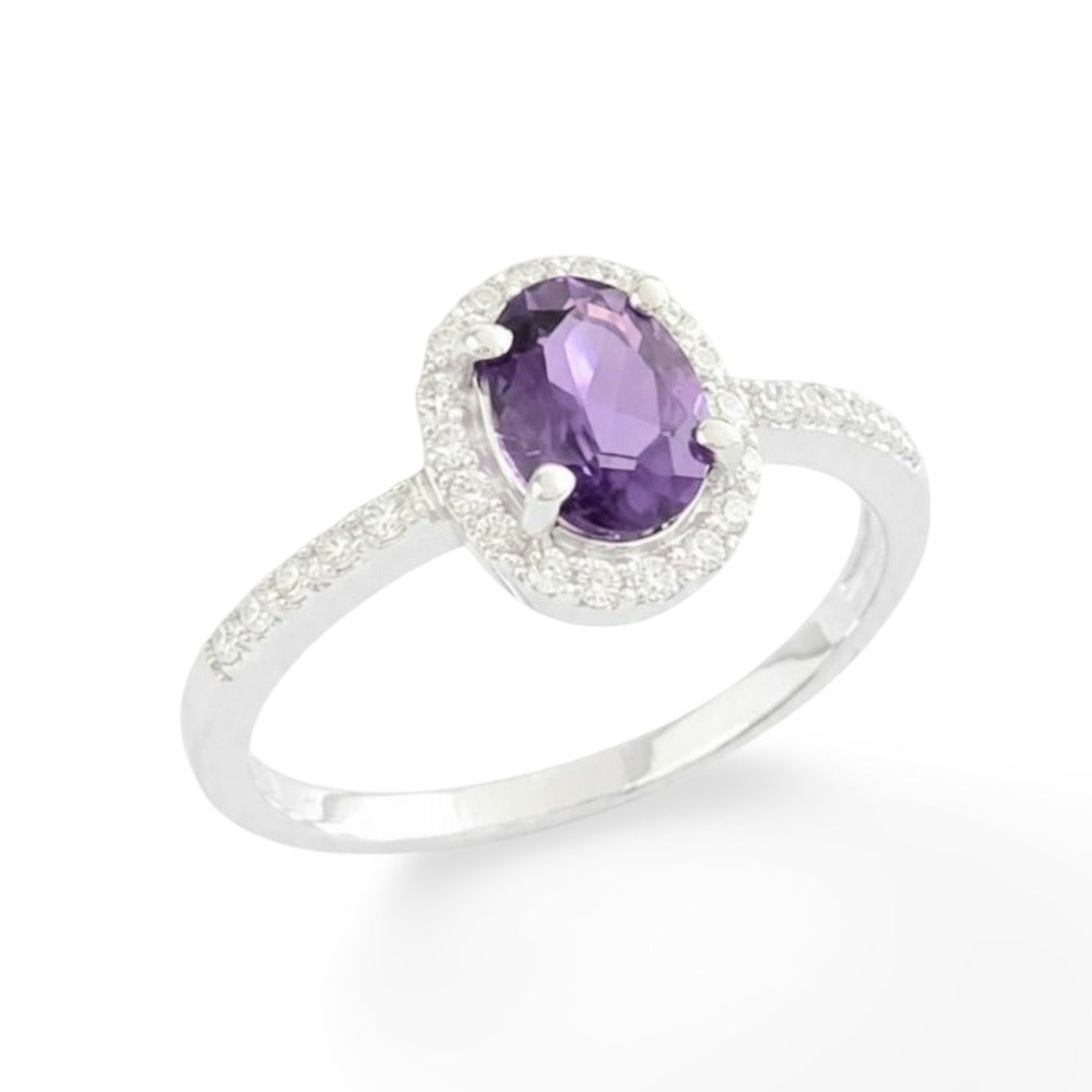 Bague Amethysia - Argent 925 Rhodié et Améthyste