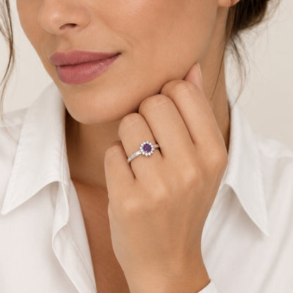 Bague Lavandia - Argent 925 Rhodié et Améthyste