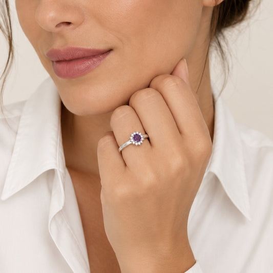 Bague Lavandia - Argent 925 Rhodié et Améthyste