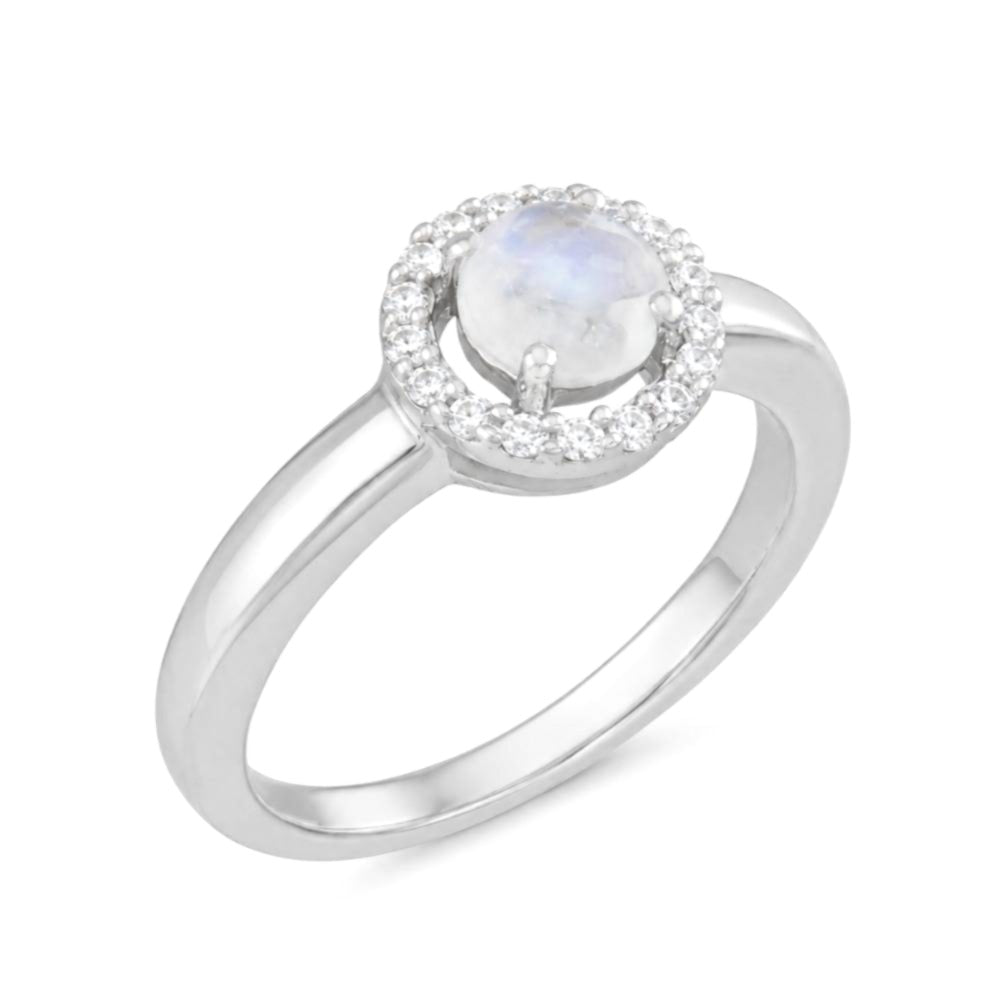 Lunia Ring - Rhodium-plated 925 Silver and Moonstone