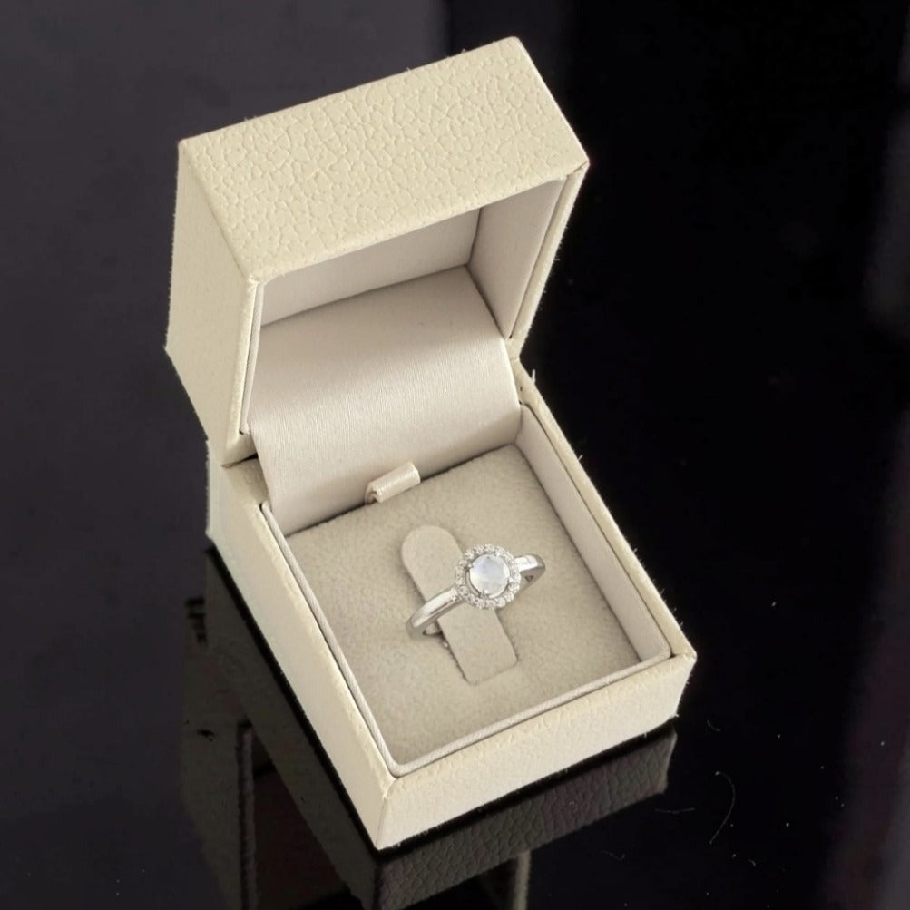 Lunia Ring - Rhodium-plated 925 Silver and Moonstone