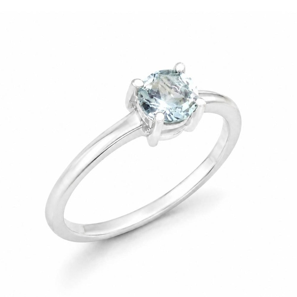 Oura Ring - Rhodium-plated 925 Silver and Aquamarine