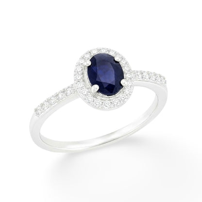 Saphyra Ring - Rhodium-Plated 925 Silver and Sapphire