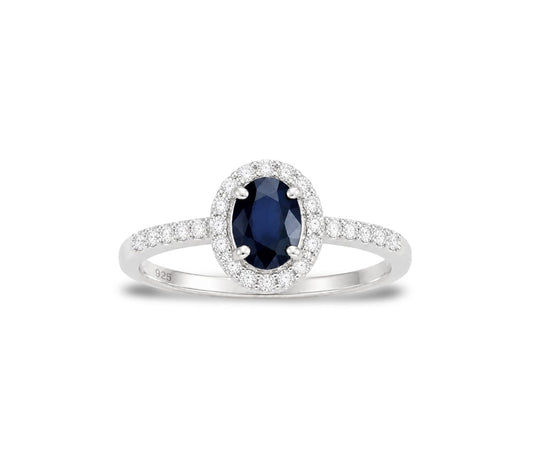Bague Saphyra – Argent 925 rhodié, Saphir & Oxydes de zirconium