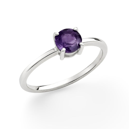 Violetta Ring - Rhodium Plated 925 Silver and Amethyst