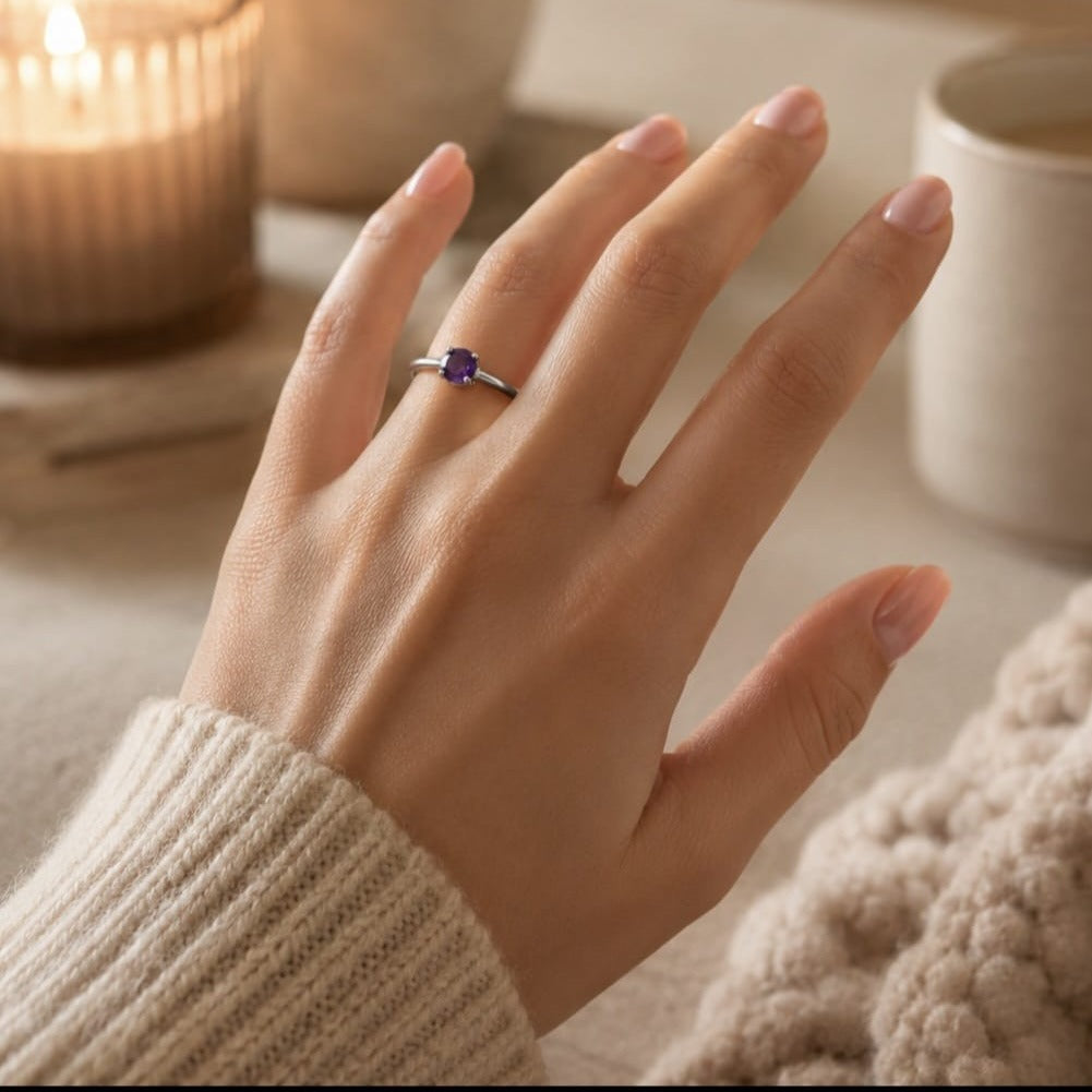 Bague Violetta – Argent 925 rhodié & Améthyste