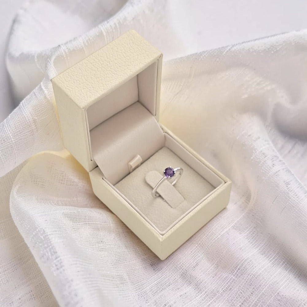 Violetta Ring - Rhodium Plated 925 Silver and Amethyst