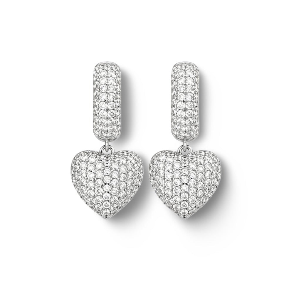 Amor Aeterna Heart Earrings - Rhodium-Plated 925 Sterling Silver