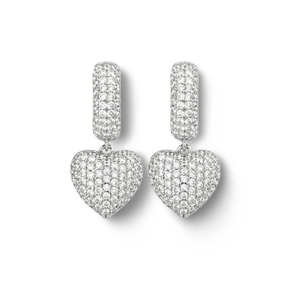 Amor Aeterna Heart Earrings - Rhodium-Plated 925 Sterling Silver