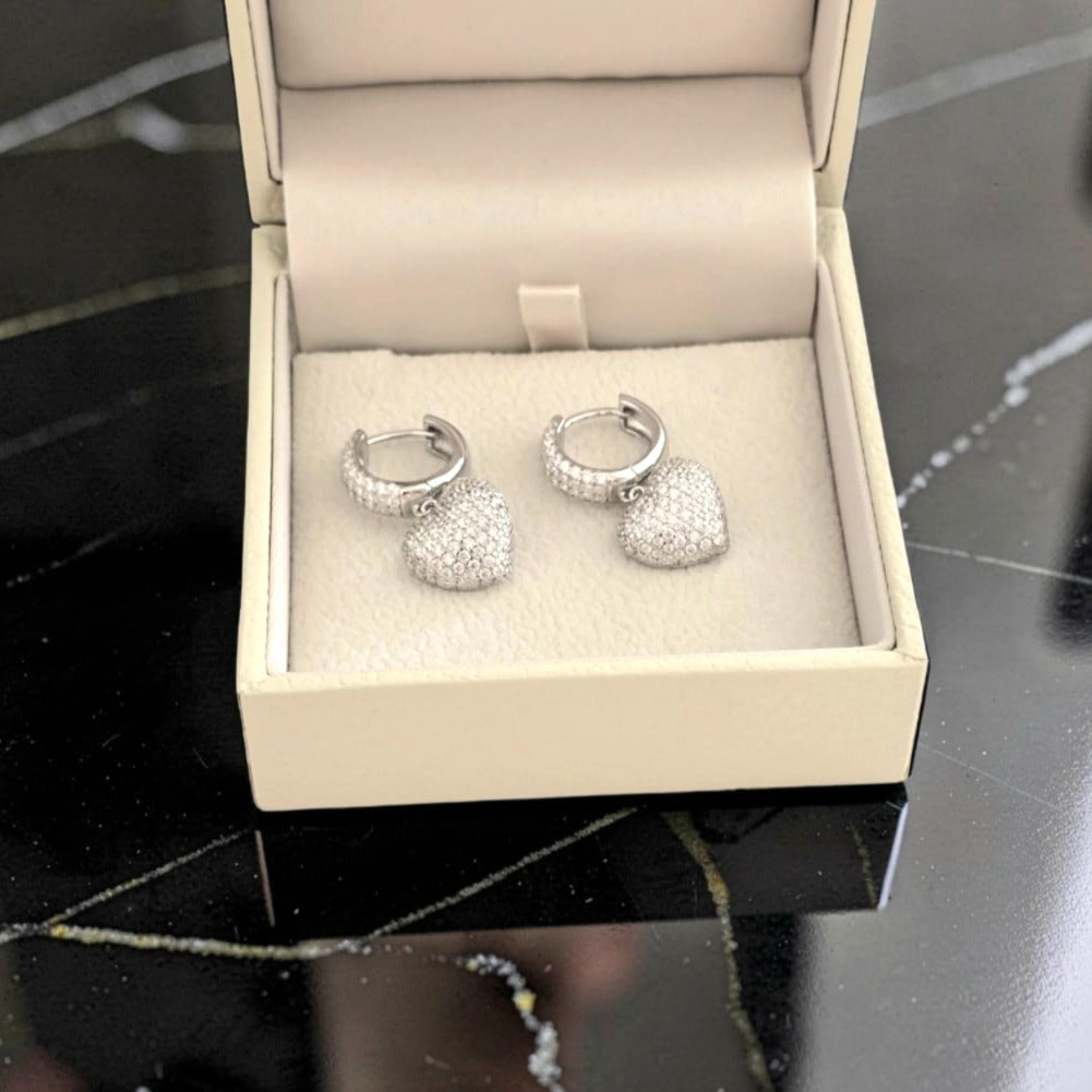Amor Aeterna Heart Earrings - Rhodium-Plated 925 Sterling Silver
