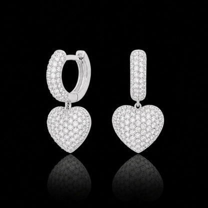 Amor Aeterna Heart Earrings - Rhodium-Plated 925 Sterling Silver