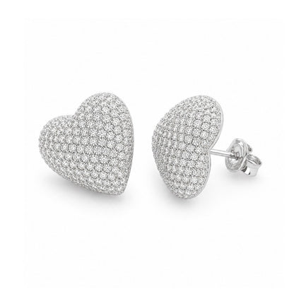 Duo Amores Heart Earrings - Rhodium-Plated 925 Sterling Silver