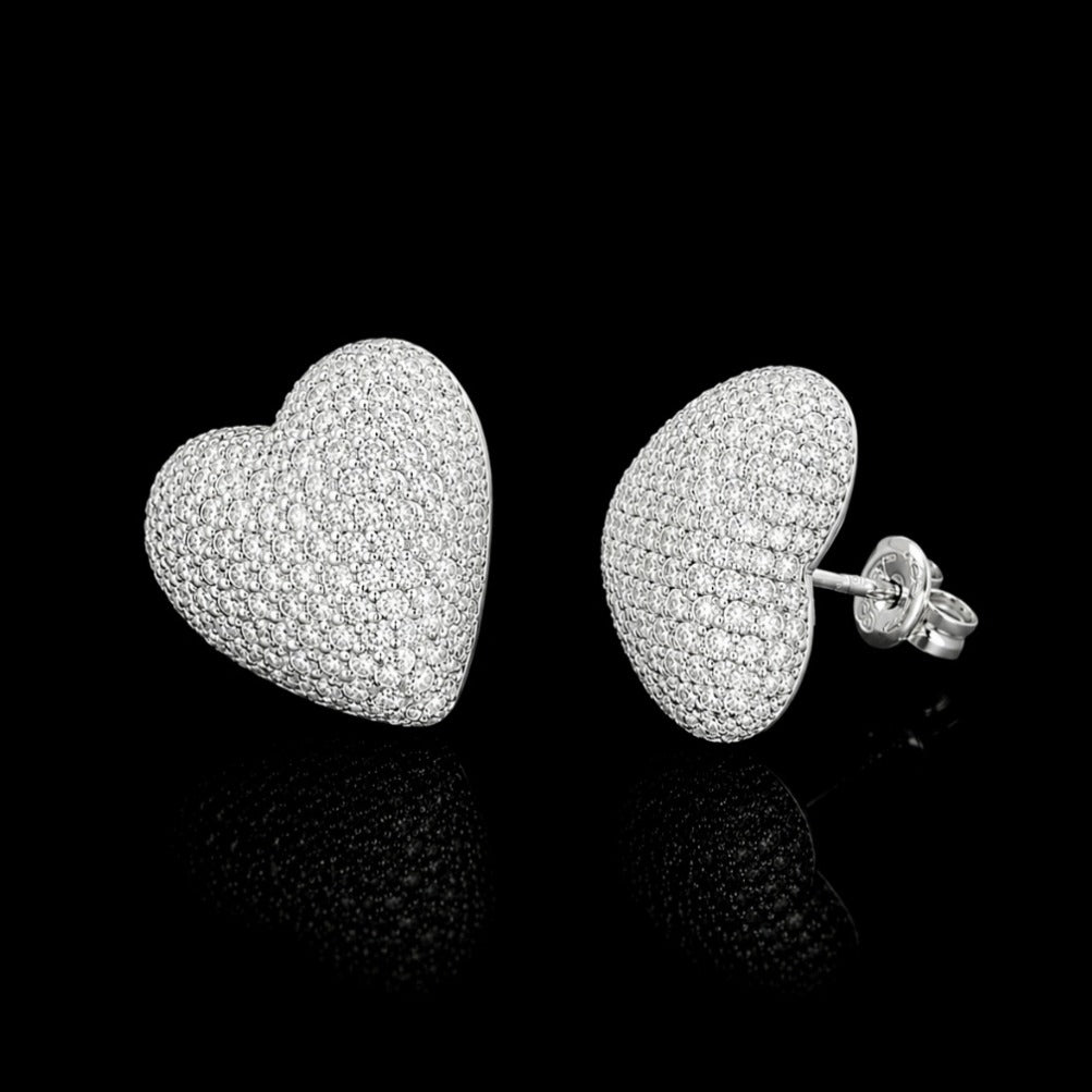 Duo Amores Heart Earrings - Rhodium-Plated 925 Sterling Silver