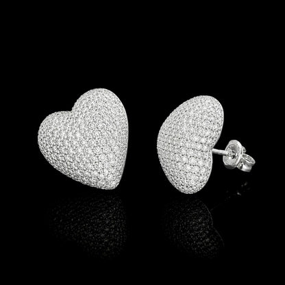 Duo Amores Heart Earrings - Rhodium-Plated 925 Sterling Silver