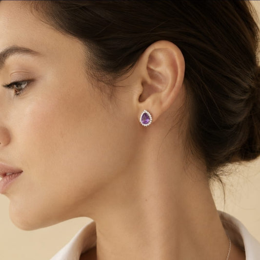 Boucles d'oreilles Iriselle - Argent 925 Rhodié et Améthyste
