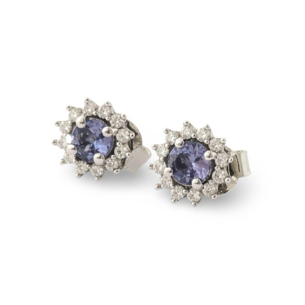 Kelia Earrings - Rhodium-plated 925 Silver and Tanzanite