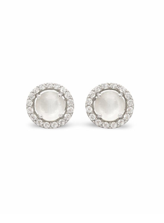 Boucles Lunia – Argent 925 rhodié, Pierre de lune & Oxydes de zirconium