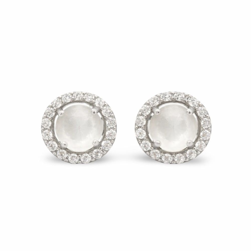 Lunia Earrings - Rhodium-Plated 925 Silver and Moonstone