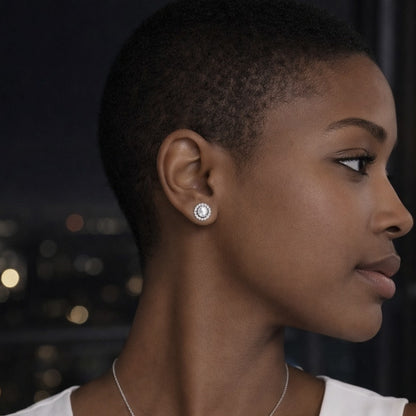 Lunia Earrings - Rhodium-Plated 925 Silver and Moonstone