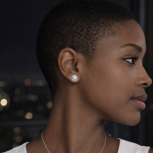 Boucles Lunia – Argent 925 rhodié, Pierre de lune & Oxydes de zirconium