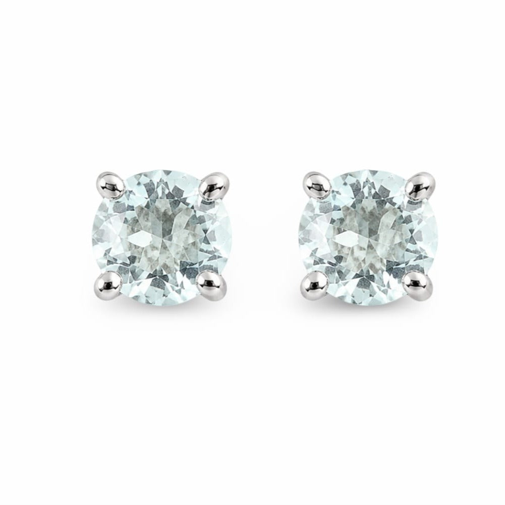 Boucles d'oreilles Oura – Argent 925 rhodié & Aigue-marine