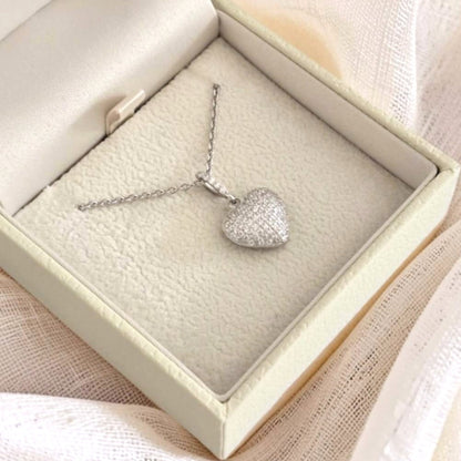 Amor Aeterna Heart Necklace - Rhodium Plated 925 Sterling Silver