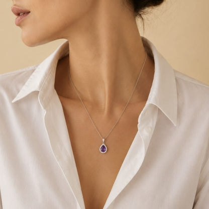 Collier Iriselle - Argent 925 Rhodié et Améthyste