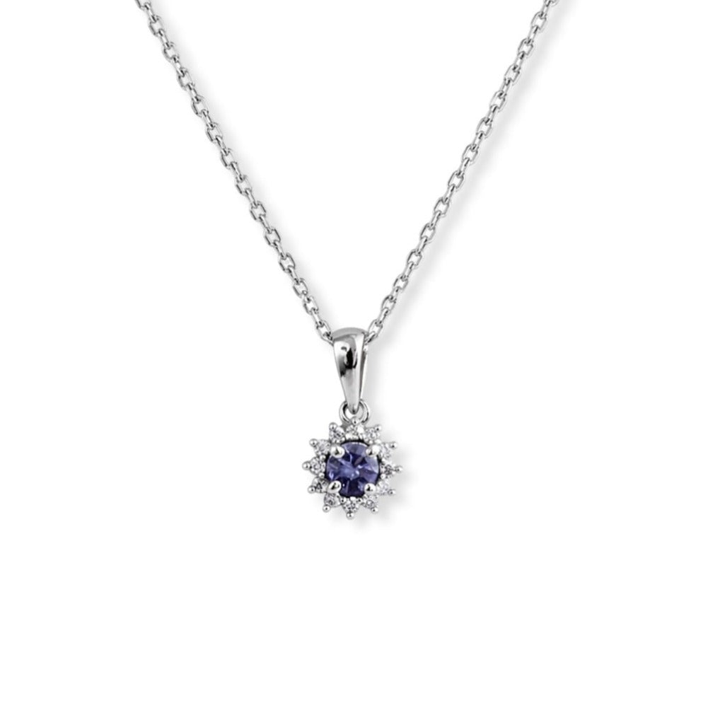 Kelia Necklace - Rhodium-Plated Sterling Silver and Tanzanite