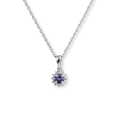 Kelia Necklace - Rhodium-Plated Sterling Silver and Tanzanite