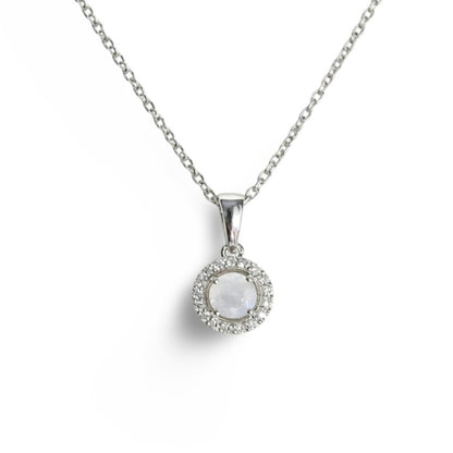 Collier Lunia – Argent 925 rhodié, Pierre de lune & Oxydes de zirconium