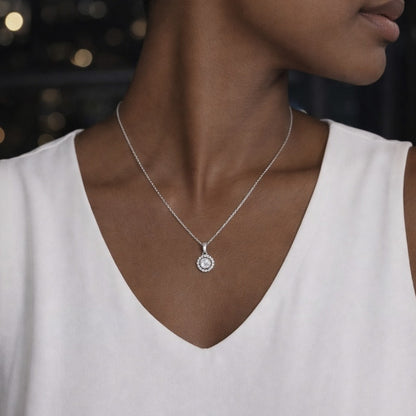 Collier Lunia – Argent 925 rhodié, Pierre de lune & Oxydes de zirconium