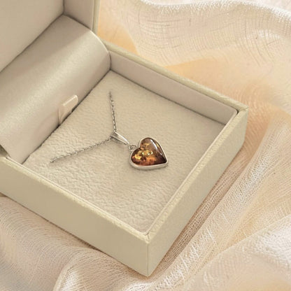 Collier Mélia – Argent 925  rhodié, Ambre & Oxydes de zirconium