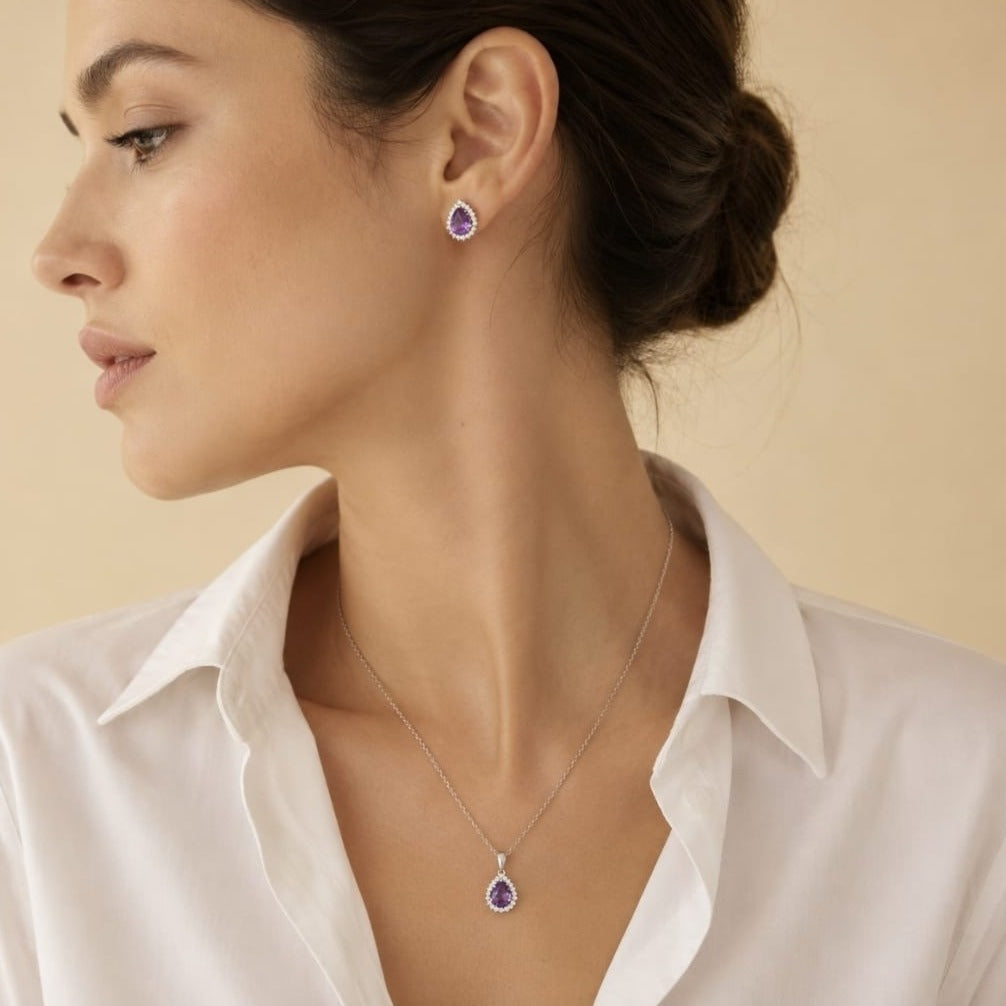 Parure Iriselle - Argent 925 Rhodié et Améthyste