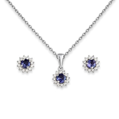 Kelia Set - Rhodium Plated 925 Silver and Tanzanite