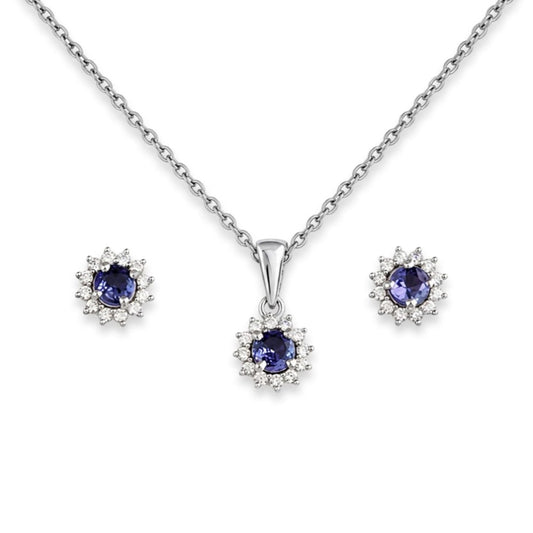Parure Kelia – Argent 925 rhodié, Tanzanite & Oxydes de zirconium