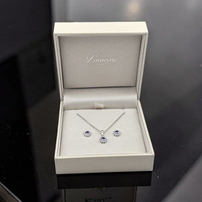 Kelia Set - Rhodium Plated 925 Silver and Tanzanite