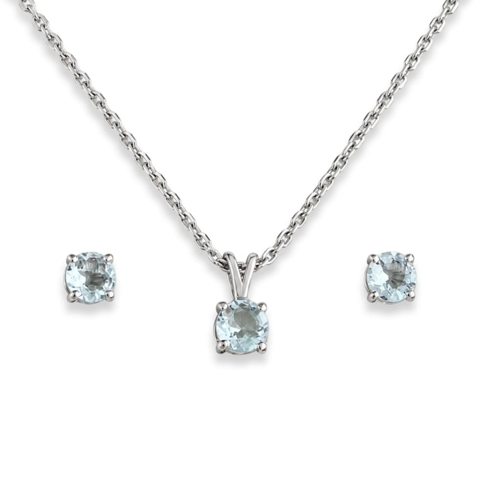 Parure Oura – Argent 925 rhodié & Aigue-marine